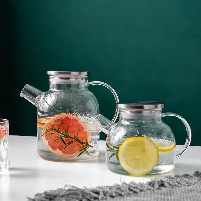 Bình nước 1.8L pha trà hoa - Bình vòi dài thủy tinh chịu nhiệt cao cấp Borosilicate, hàng xuất Âu