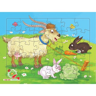 Tranh xếp hình phát triển trí tuệ cho bé Tia Sáng Jigsaw Puzzle 30 mảnh - Dê và thỏ - MSP: 030-118
