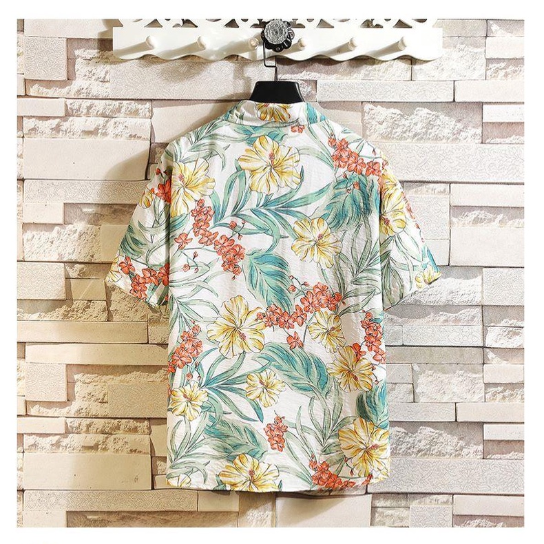 Set áo sơ mi ngắn tay + quần short đi biển in họa tiết hoa khô nhanh thời trang mùa hè cho nam