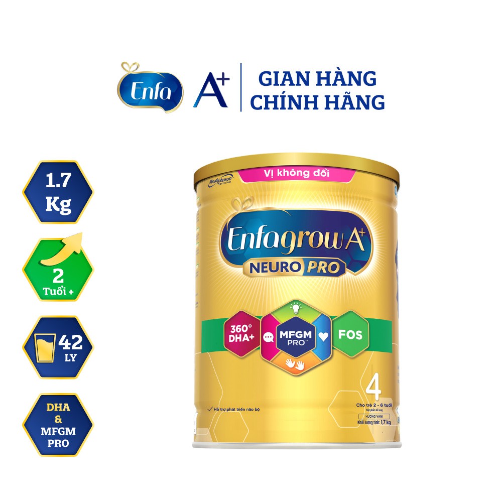 [MKB Gift] Sữa Bột Enfagrow A+ 4 - DHA &amp; MFGM vị không đổi - 1.7kg