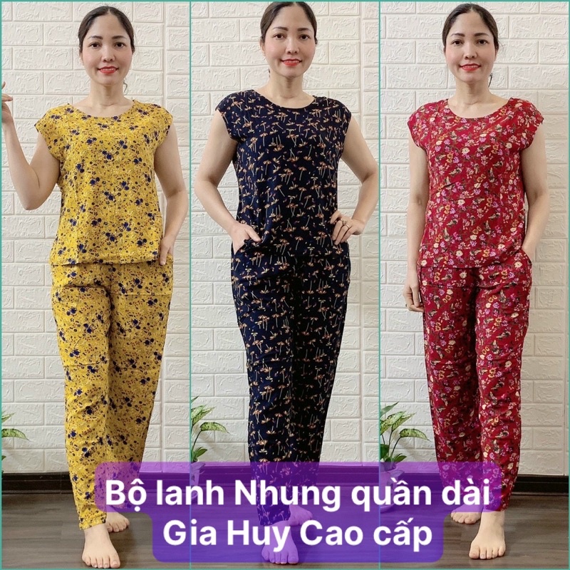 Đồ bộ trung niên Bộ Lanh Nhung Gia Huy mẫu Quần Dài Dáng Trẻ