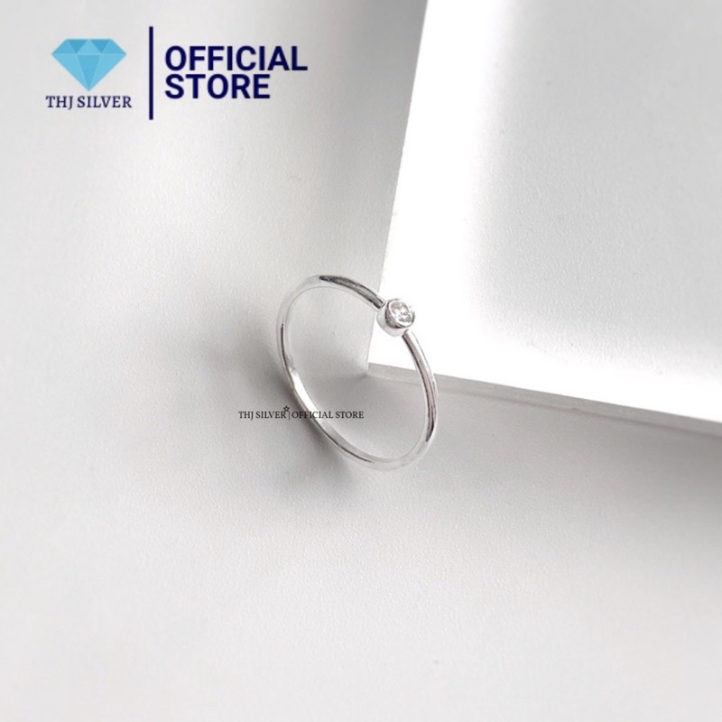 Nhẫn nữ bạc THJ - Nhẫn nữ ổ đá tròn nhỏ xinh nhẹ nhàng chuẩn bạc ta