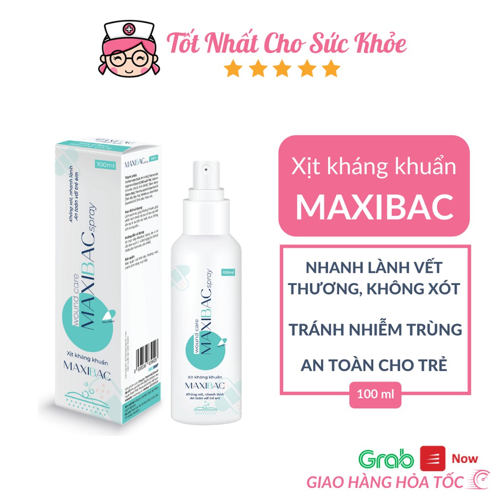 Xịt kháng khuẩn Maxibac nhanh lành da do bỏng, vết loét, ezecma, zona, thủy đậu [nano bạc]