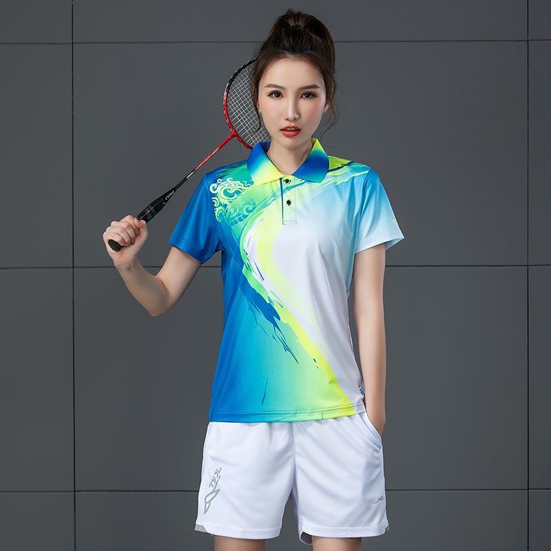 Cửa Hàng Nhà Máy Bộ Đồ Thể Thao Đánh Cầu Lông tennis Có Cổ In Logo Nhóm Mua Sắm Cho Nam Và Nữ