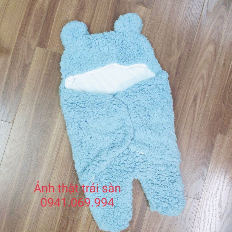 Ủ gấu lông cừu có chân cho bé sơ sinh