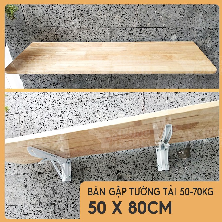Bàn gập treo tường-Gỗ cao su sáng màu 50x80cm tải 50-70kg | BigBuy360 - bigbuy360.vn
