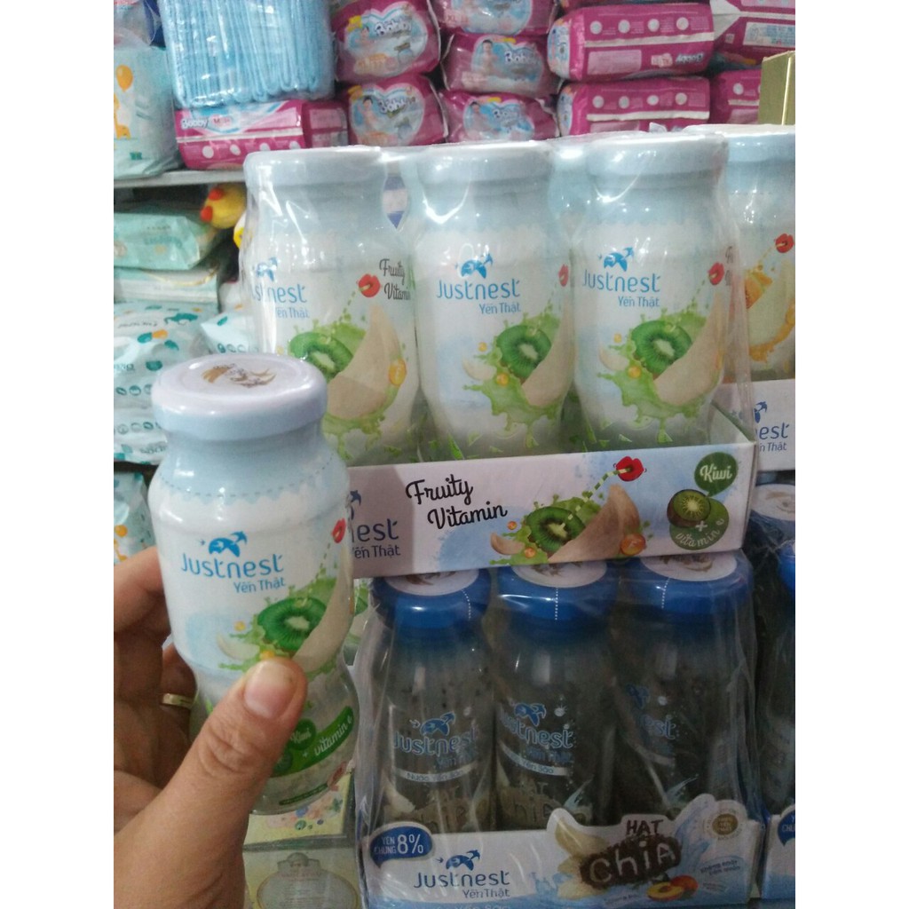 Combo Nước Yến Thật Justnest Dưa Lưới kiwi, hạt chiLốc (6 lọ x 160ml) + 1 Lọ Nước Yến Thật cùng loại (1 lọ x 160ml)