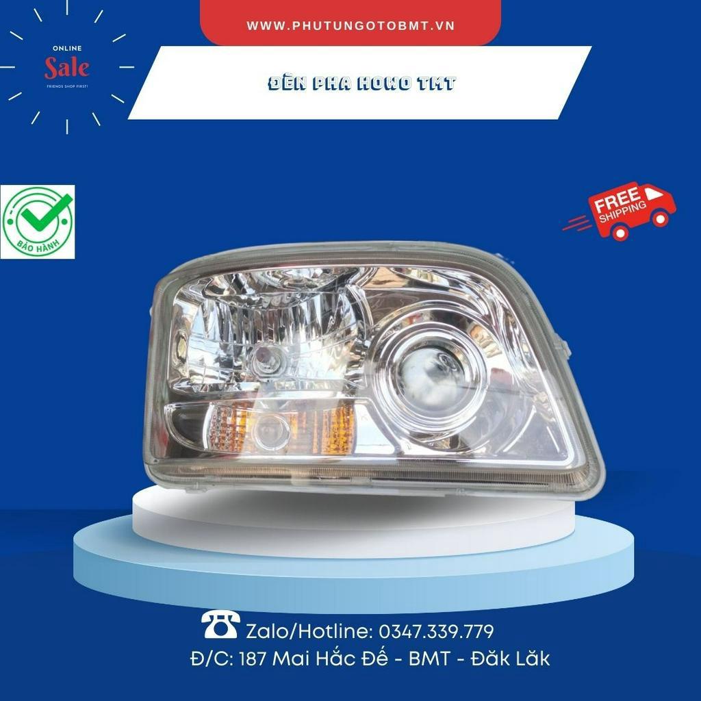 Đèn pha xe tải ben Howo TMT Sinotruk 8 tấn, 13 tấn. Loại 24v 75W, bóng bi, Hàng nhà máy chính hãng
