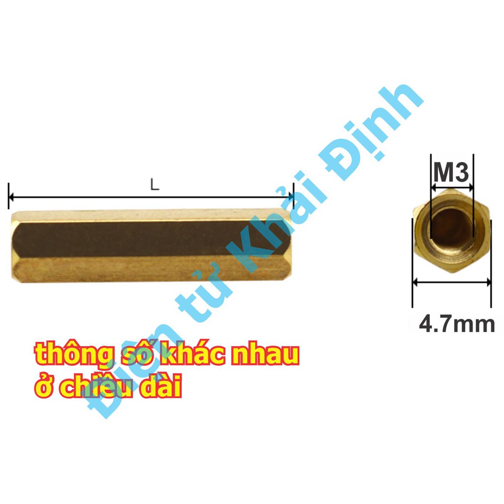 Cọc Đồng cột trụ đồng M3 2 ĐẦU CÁI  dài 6/8/10/12/15/18/20/25/30/35/40/45/50mm kde0521