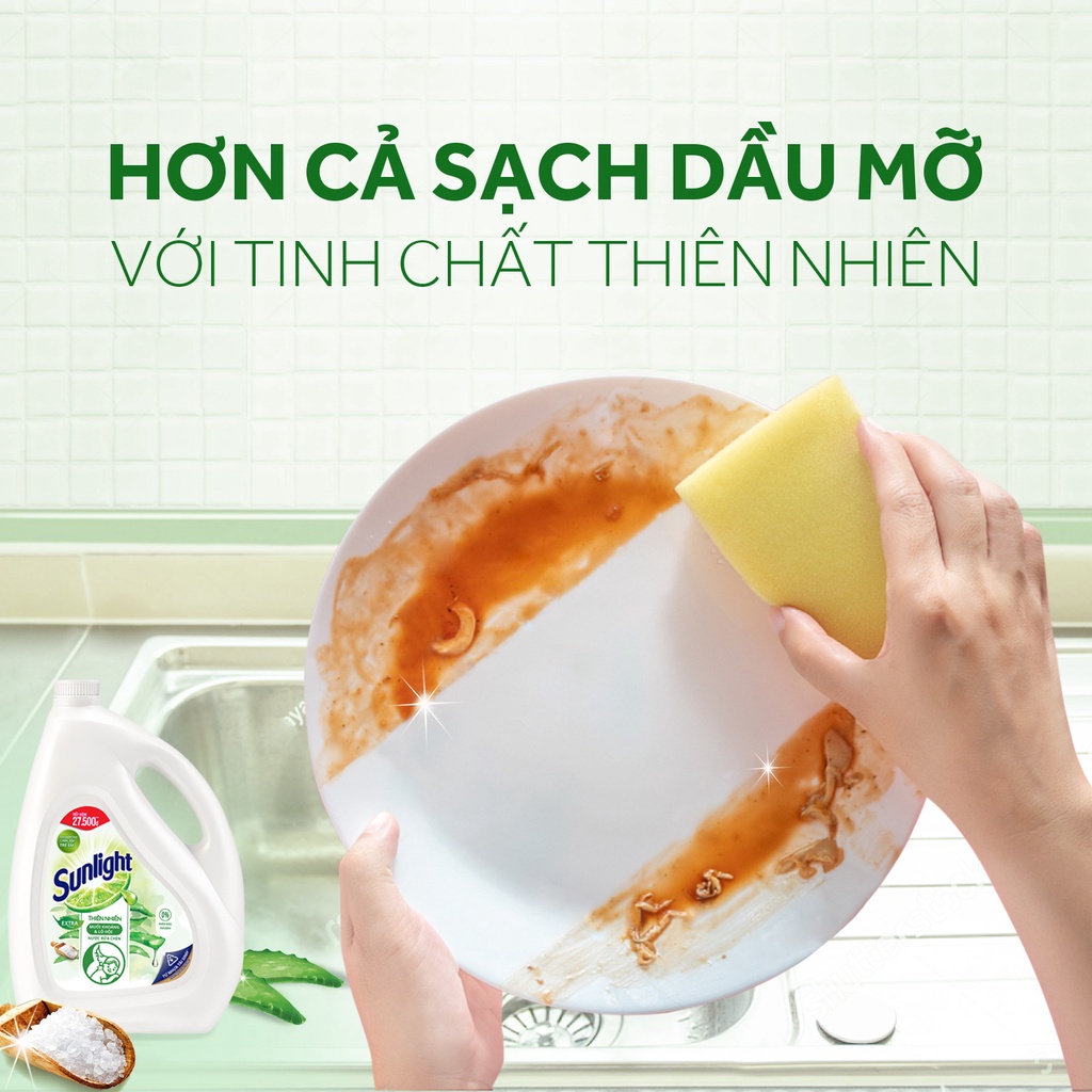 Nước rửa chén Sunlight can 3.6kg thiên nhiên lô hội