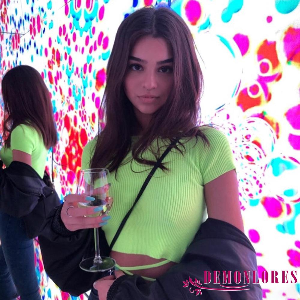 Áo croptop thun tay ngắn dây chéo thời trang dành cho nữ