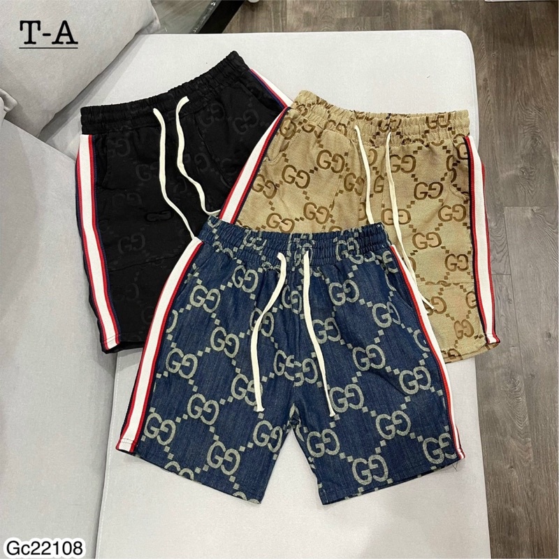 [ Có Video ]Quần Ngố GC Nam Nữ Thêu Chữ GC Cực Chất - Quần Ngố GC Nam 2 Kẻ Quần Cực Xịn