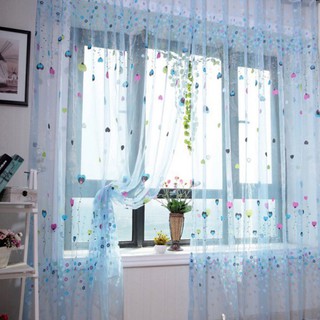 Màn cửa bằng vải voan thêu với họa tiết in hình bong bóng bay đơn giản STT-sTm
