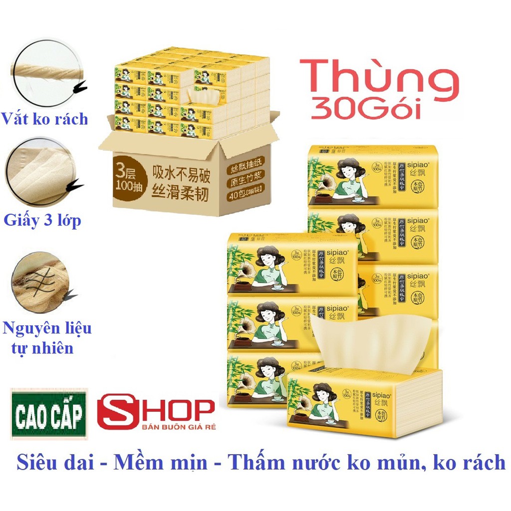 HỘP 30 GÓI GIẤY ĂN GẤU TRÚC SIPIAO 6021/ 6064 CÔ GÁI SIÊU DAI