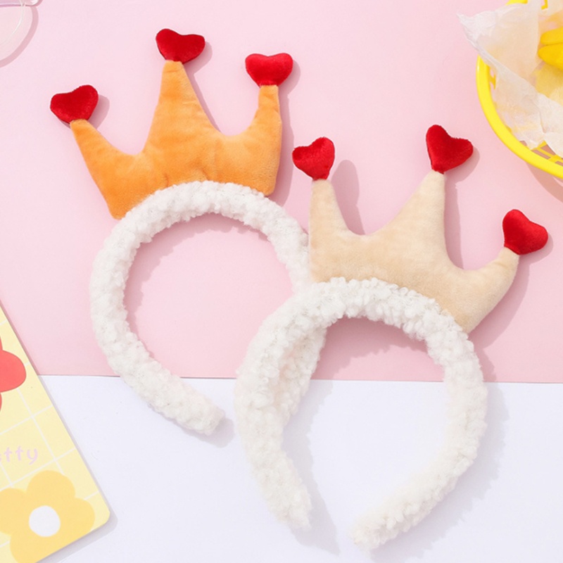 Flgo Băng Đô Vương Miện Nhồi Bông Mềm Mại Họa Tiết Trái Tim Hoạt Hình Làm Phụ Kiện Chụp Ảnh