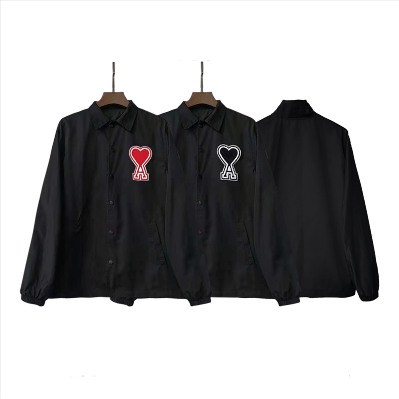 HOT ITEM AMI Couples Embroidered Long Sleeves Jacket Fashion Loose Casual Coat Unisex