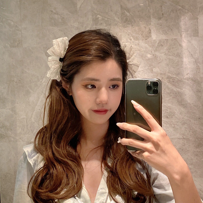 1 cặp kẹp tóc nơ ren dễ thương phong cách Hàn Quốc