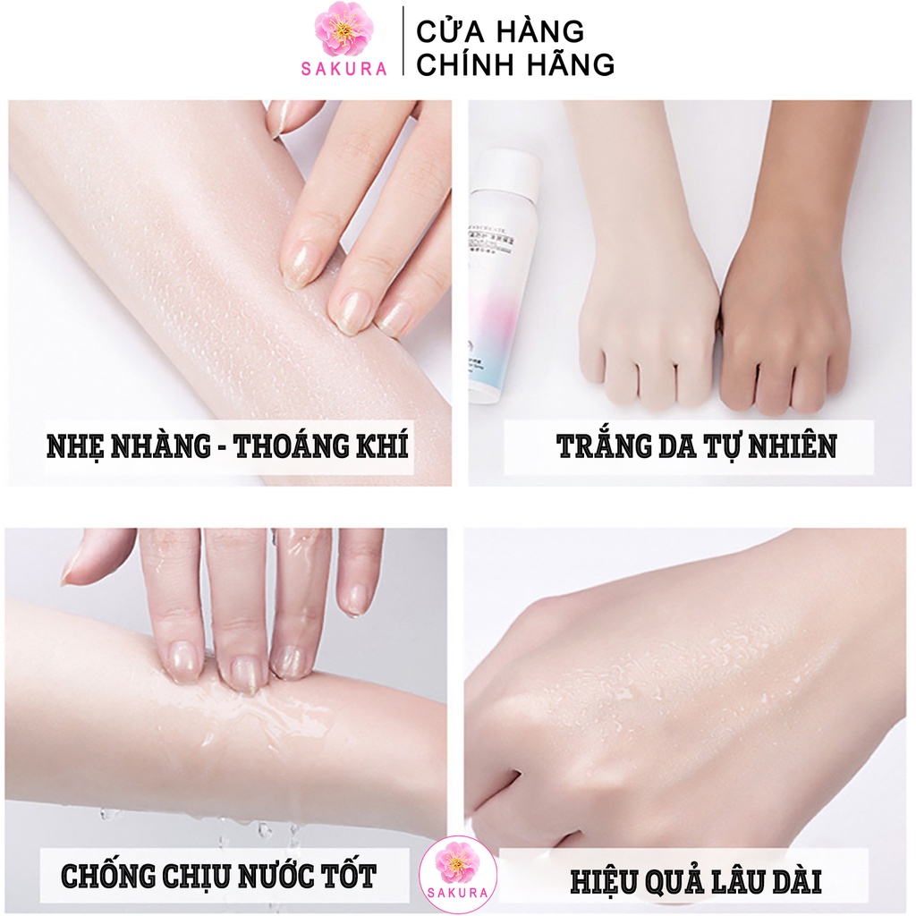 Chai Xịt chống nắng body giữ ẩm trắng da nâng tone chống lại tia UV MAYCREATE nội địa trung SAKURA 150ml