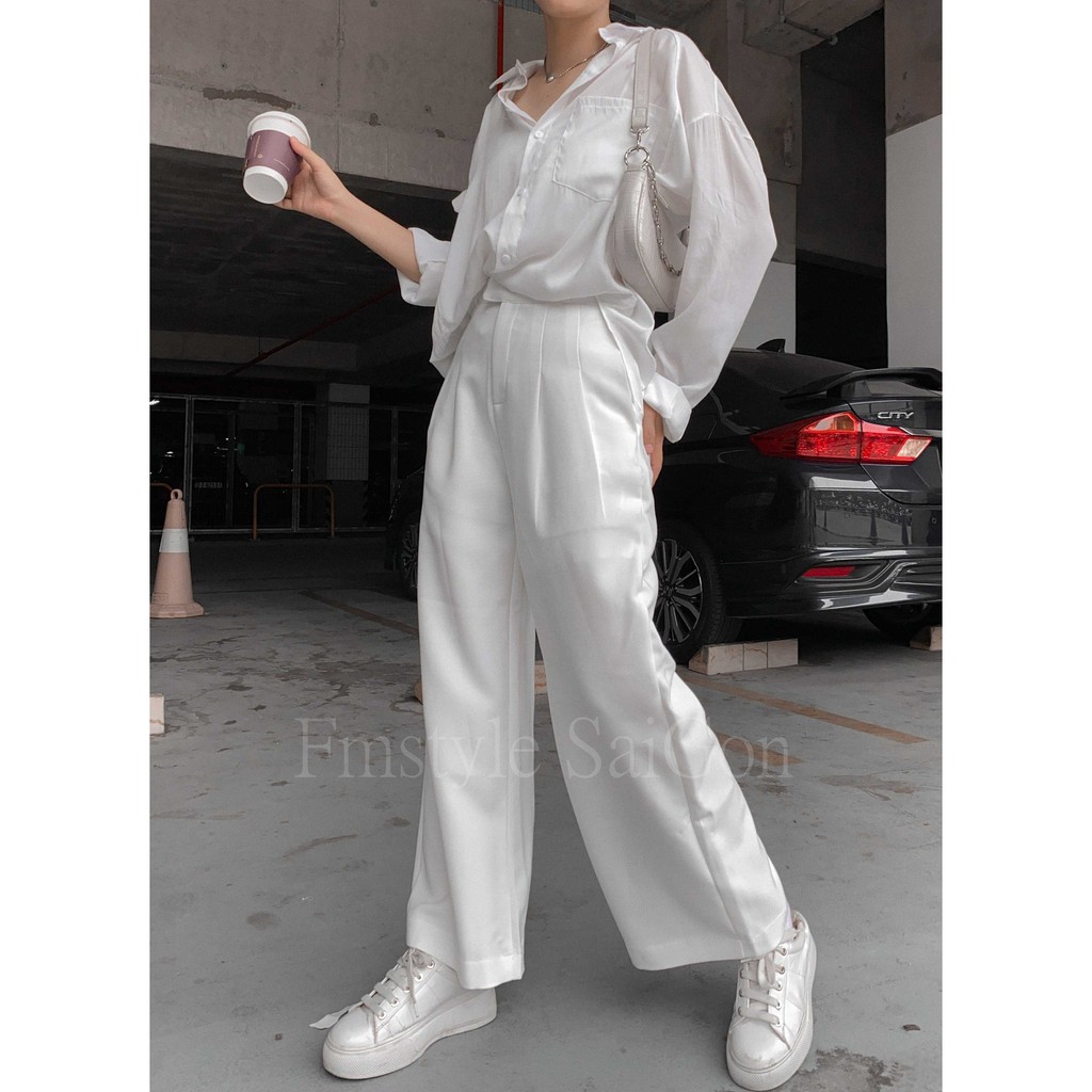 Quần tây ống rộng chít ly ulzzang Fmstyle Saigon 21QTR01CT1301 | BigBuy360 - bigbuy360.vn