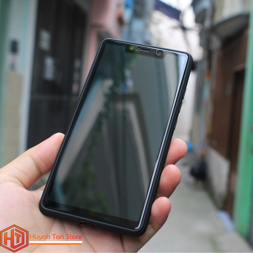 Ốp lưng Xiaomi Mi 8 SE vân vải Jean chống bám vân tay,Màu Đen