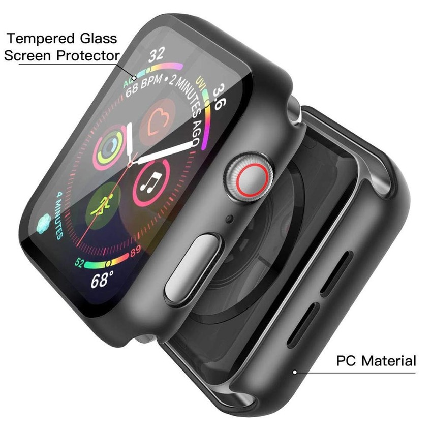 Ốp phối kính cường lực bảo vệ 360 độ toàn diện cho màn hình Iwatch 44mm 40mm 38mm 42mm