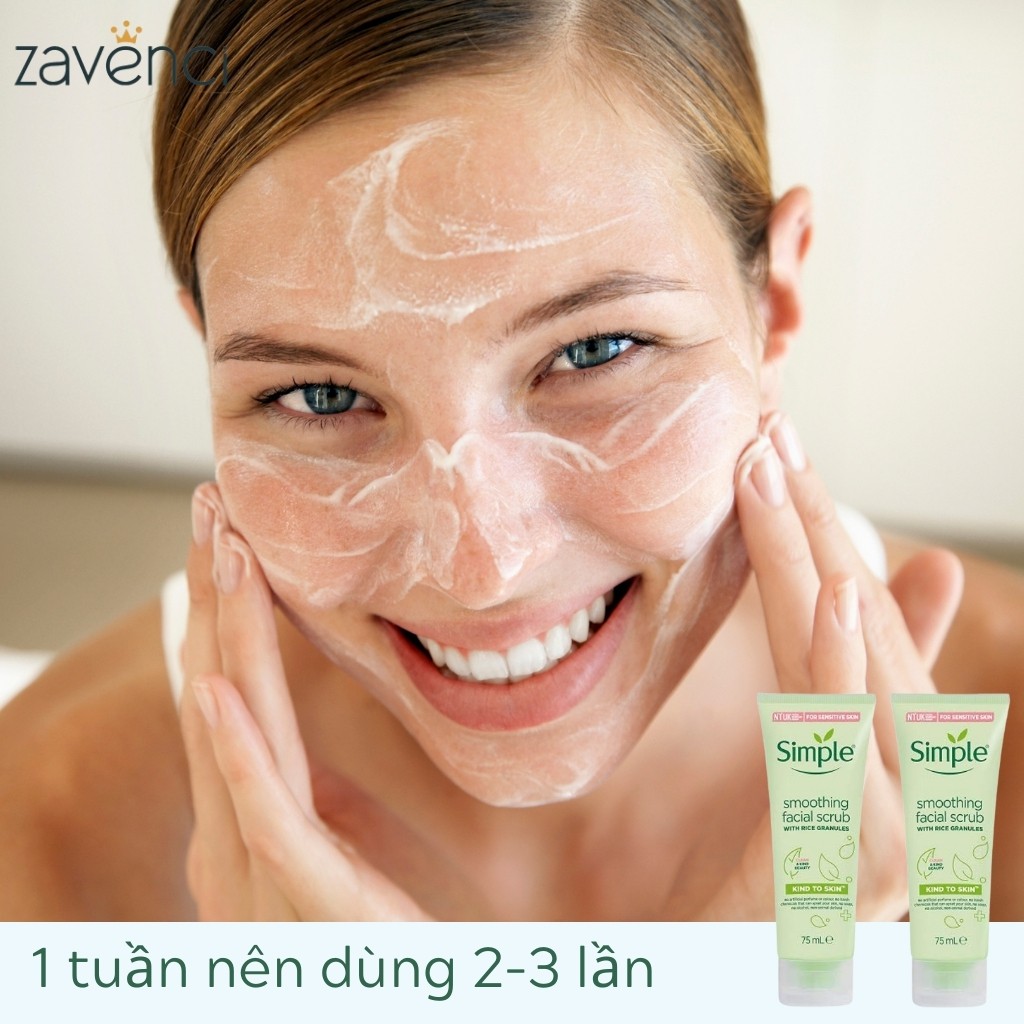 Tẩy tế bào chết SIMPLE Kind To Skin Smoothing Facial Scrub mọi loại da 75ml - ZAVENCI Official | BigBuy360 - bigbuy360.vn
