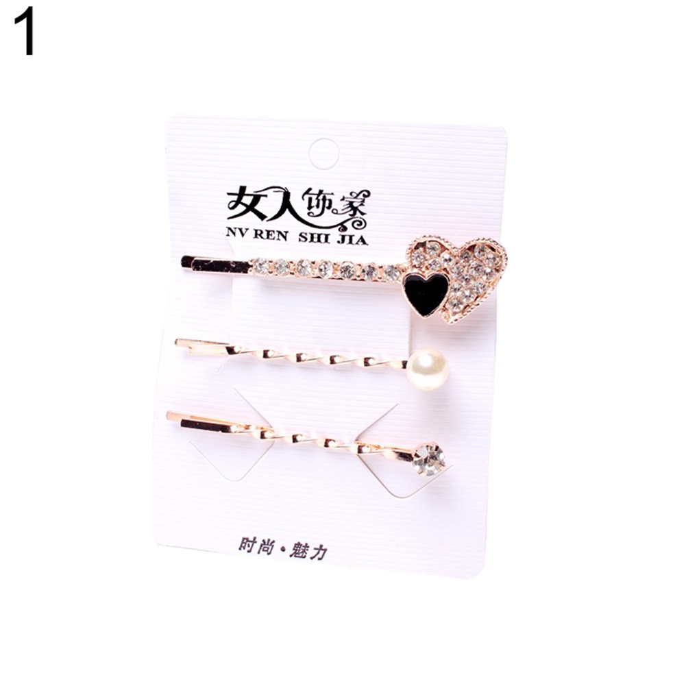 Set 3 kẹp tóc đính đá thời trang cho nữ