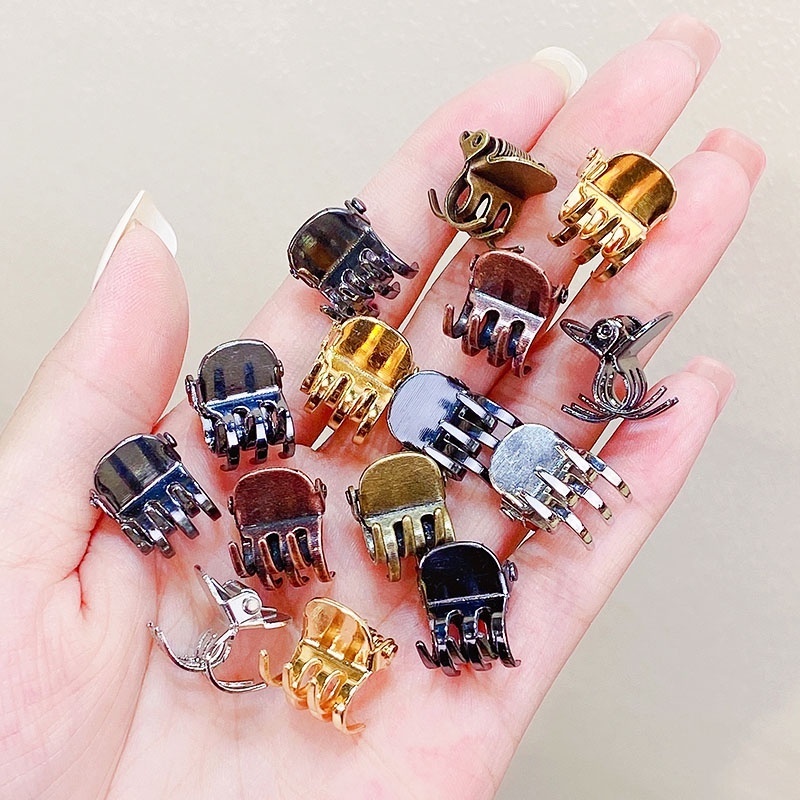 Set 2 Kẹp Tóc Kim Loại Mini Màu Vàng Bạc Kiểu Hàn Quốc Thời Trang Cho Nữ