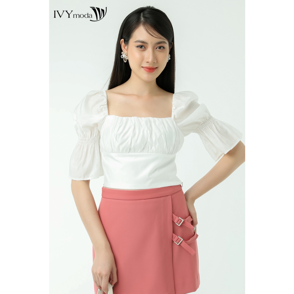 Áo Croptop nữ nhún ngực IVY moda MS 16B9379 hover