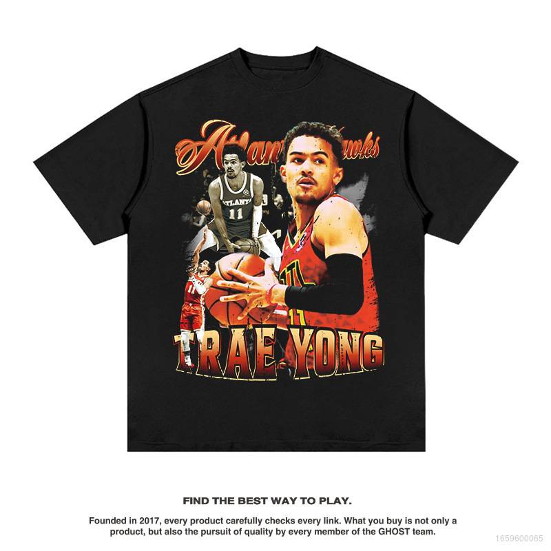 Áo Thun Tay Ngắn Cổ Tròn In Hình NBA Trae Young Fan YP2 Plus Size PY2