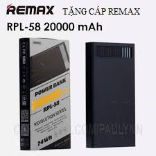 Pin sạc dự phòng thiết kế sang trọng Remax RPL - 58 20000mAh- lõi pin Lithium Polymer