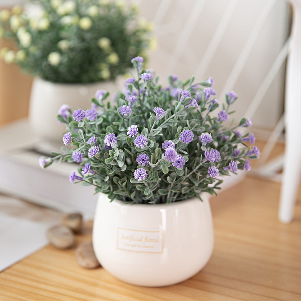 Chậu hoa cúc giả bằng nhựa thiết kế sống động trang trí cho ban công