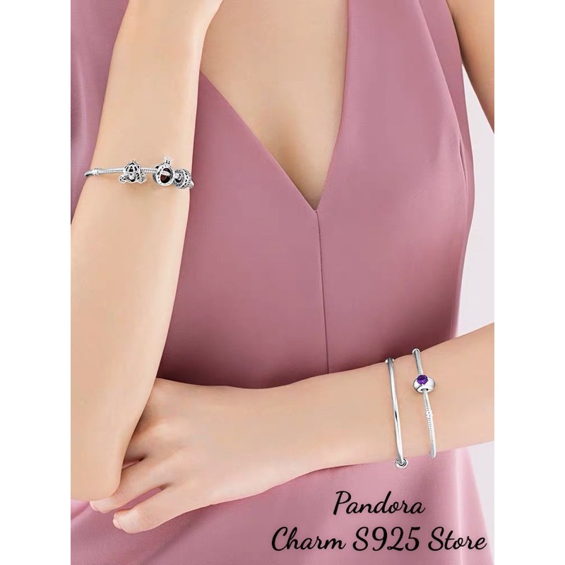 charm pan khoá chặn đính đá tím cao cấp bạc s925