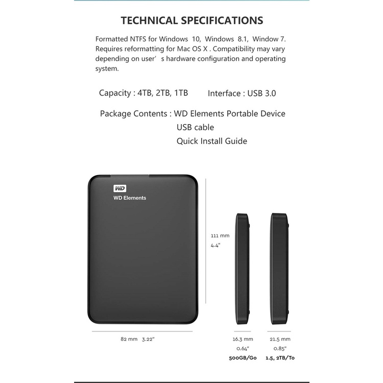 Ổ cứng ngoài Wd 2.5" 1tb 2tb 4tb USB3.0 HDD | BigBuy360 - bigbuy360.vn