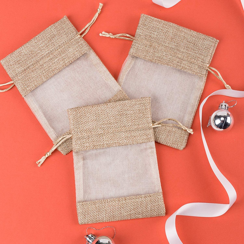 Set 20 Túi Dây Rút Bằng Vải Bố Kích Thước 4X5.5 Inch