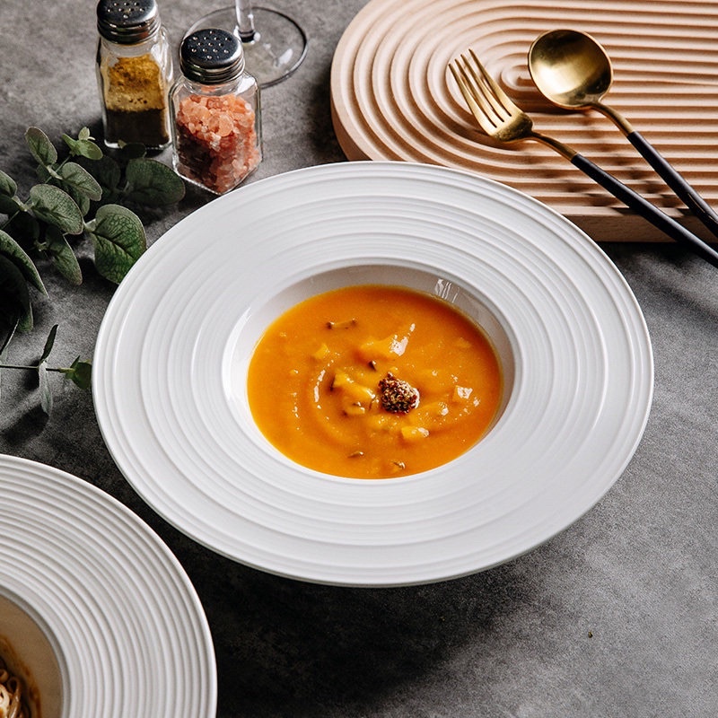 Đĩa sứ ăn mỳ Ý, súp kiểu Tây, đĩa decor