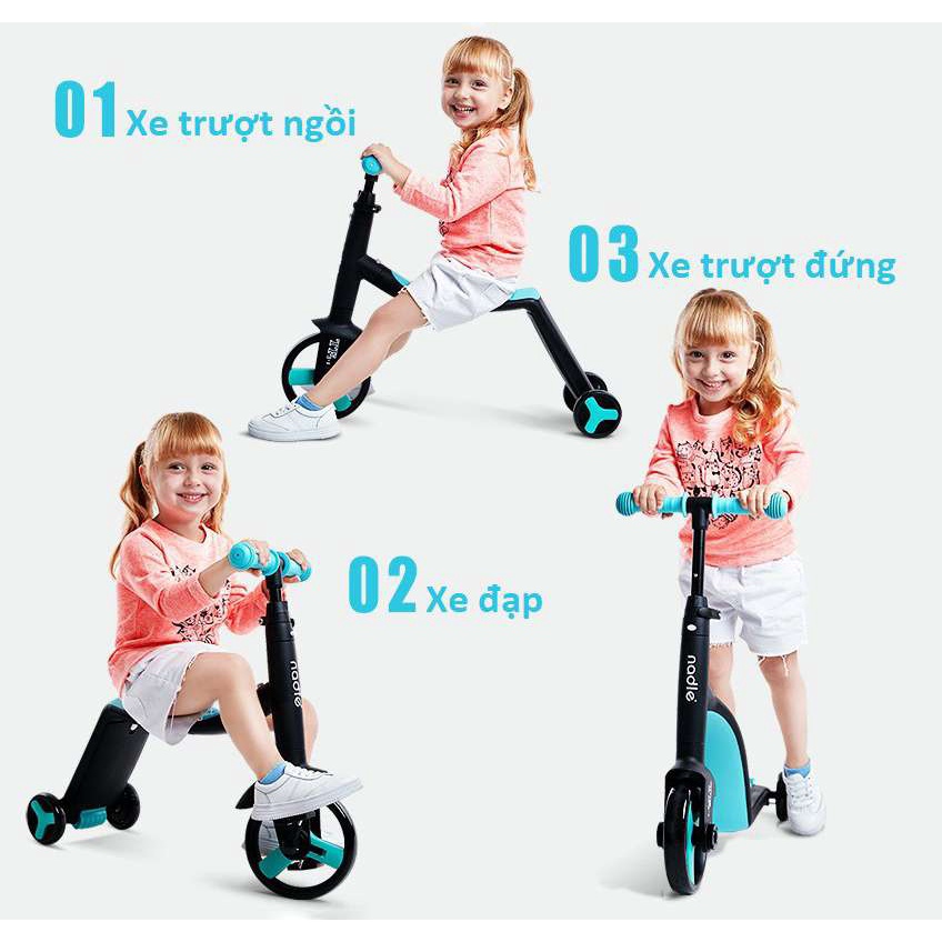 Xe Scooter 3 Bánh Trẻ Em Nadle 3 in 1 Scooter Đa Năng Cho Bé