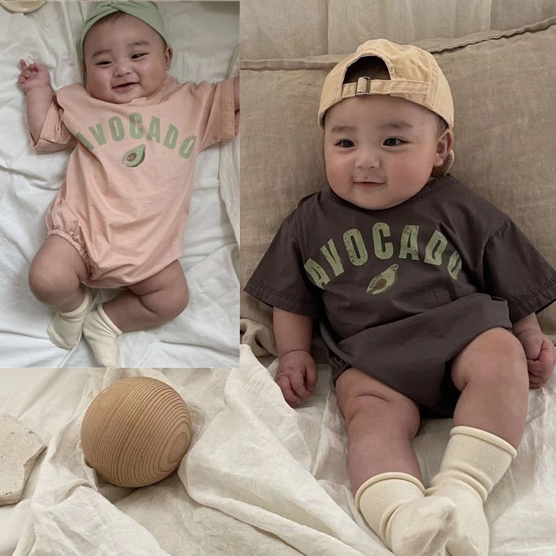 Bộ Áo Liền Quần Tay Ngắn In Họa Tiết Trái Cây Dễ Thương Thời Trang Mùa Hè Cho Bé Sơ Sinh Từ 0-2 Tuổi