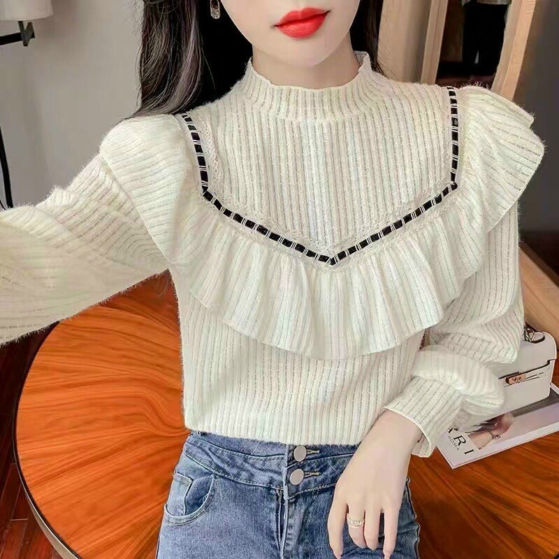 Áo sơ mi nữ ren cổ viền bèo - Hàng Quảng Châu cao cấp