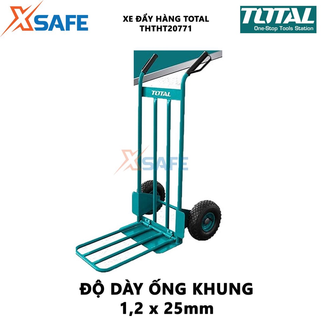 Xe đẩy hàng bằng tay TOTAL THTHT20771 khả năng tải 200kg, bánh xe khí nén, tay cầm nhựa độ bám cao - [XSAFE]