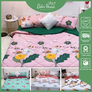 Bộ Chăn Ga Gối Cotton Đũi Mềm Mịn, Ga Giường Kèm Vỏ Gối Chăn Hè Trần Bông đắp hè thu, ga chun đủ kích thước, chăn 2mx2m2