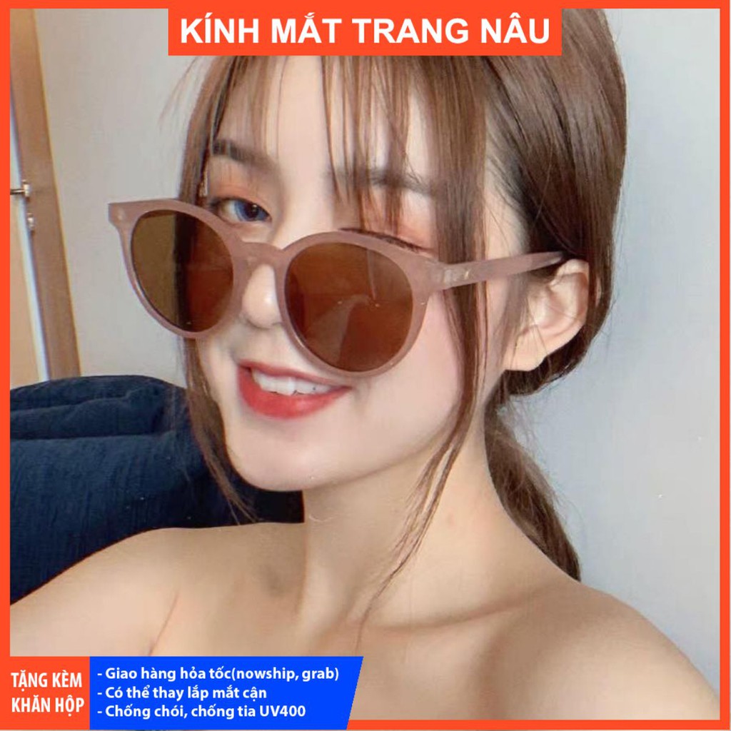 Kính mát GOBI gọng tròn Hàn Quốc màu nâu trà hot trend