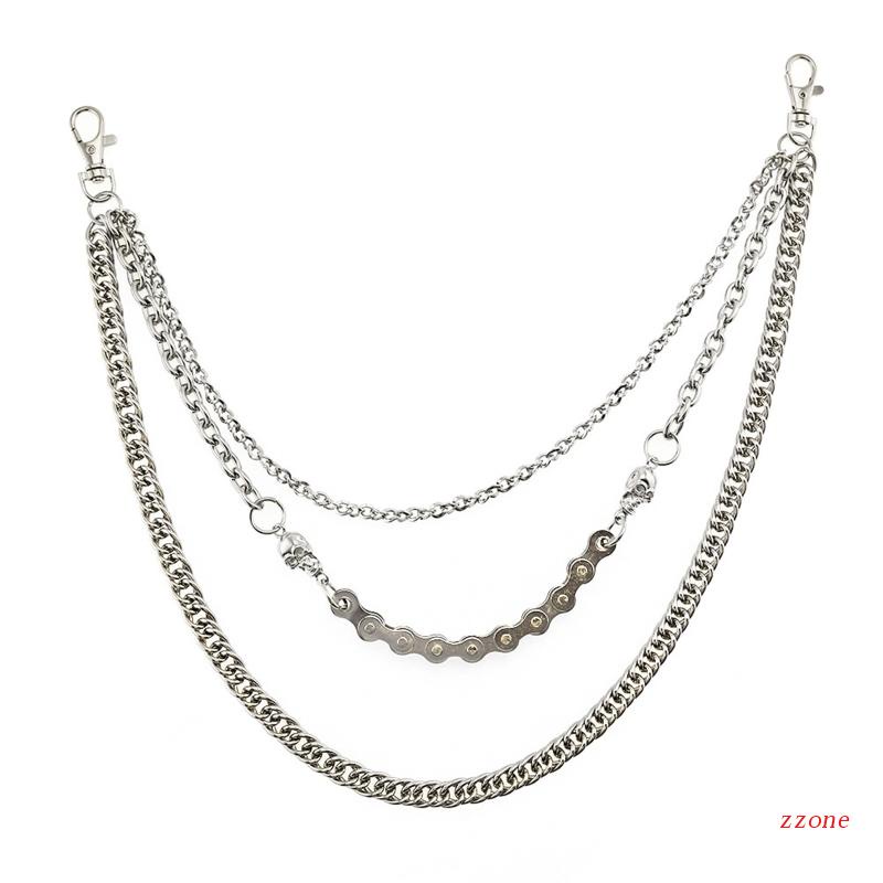 Dây Xích Ba Lớp Bằng Kim Loại Đeo Thắt Lưng Quần Jean / Móc Khóa Cho Nam Và Nữ