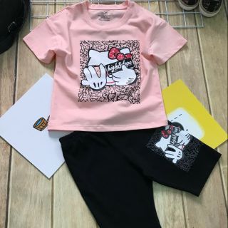 Bộ áo thun quần legging lửng hello kitty lớn