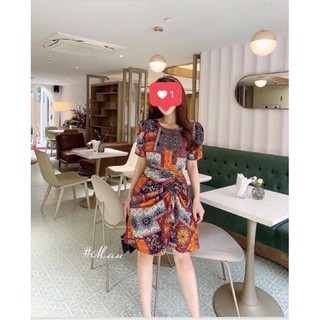 [sẵn] ĐẦM THỔ CẨM DU LỊCH HOẠ TIẾT BOHO VÁY BOHEMIAN SỐNG ẢO (hình thật)