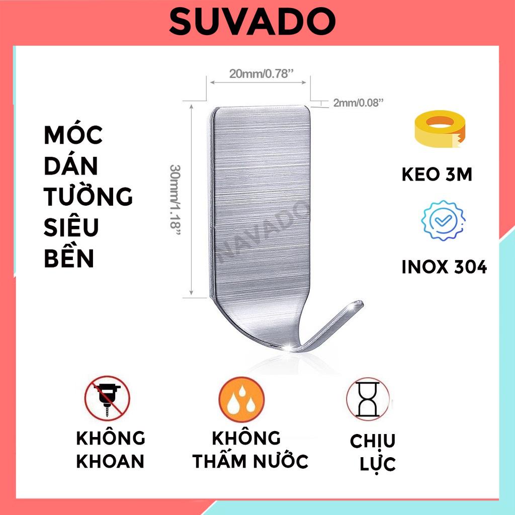 Móc dán tường inox Chịu lực siêu dính Treo Đồ đa năng keo 3M siêu chắc dán nhà tắm móc quần áo giá rẻ MKL SUVADO