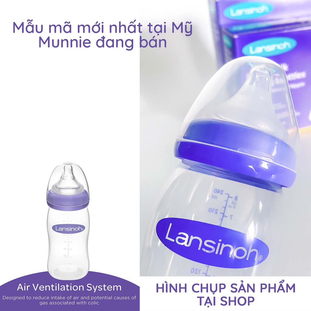 Bình sữa Lansinoh đủ size 160ml/240ml núm giống bình sữa Moyuum