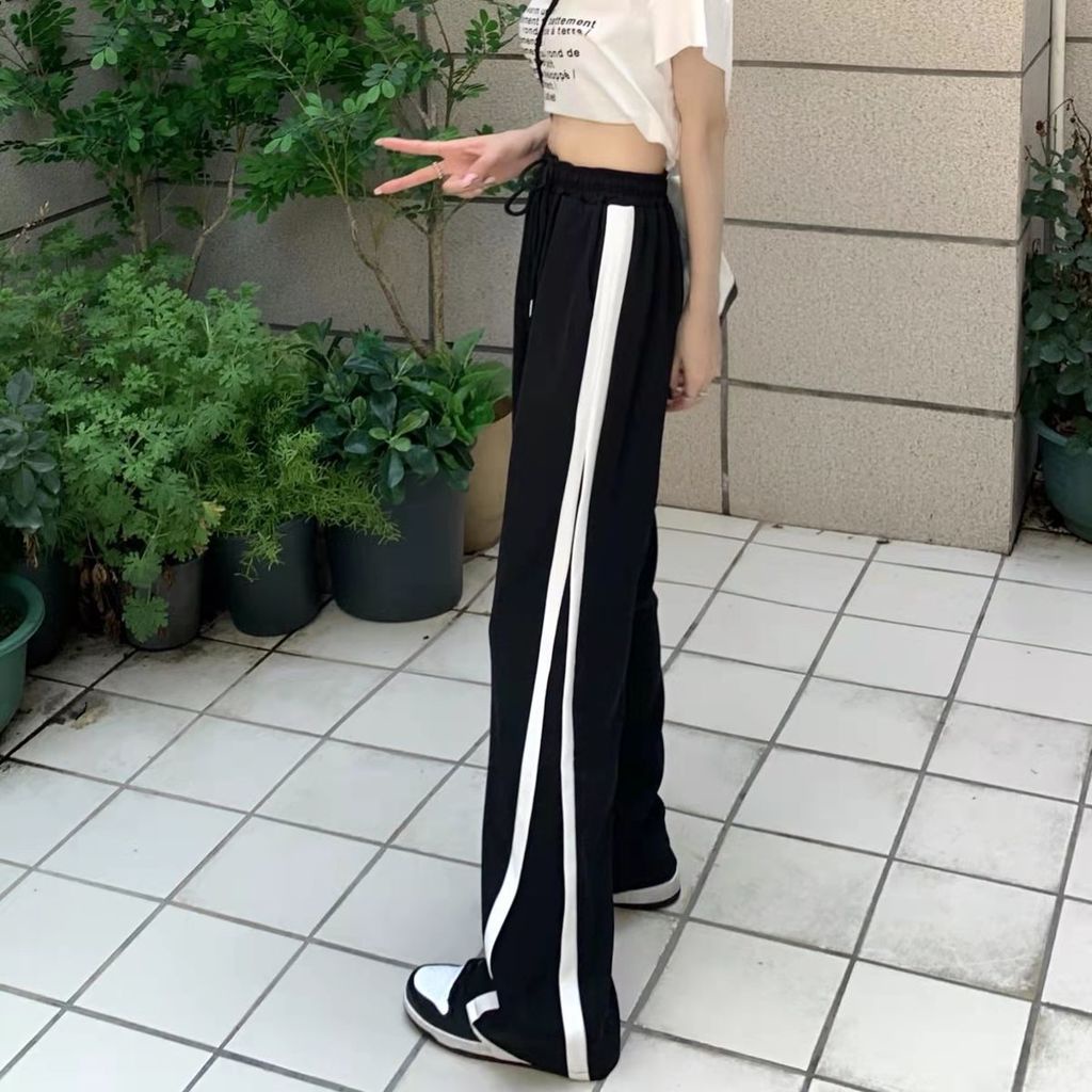 Quần Thể Thao Mỏng Lưng Cao Ống Rộng Dáng Suông Dễ Thương