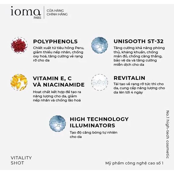 Tinh chất trắng sáng và giảm oxy hóa Ioma Paris Vitality Shot 30ml