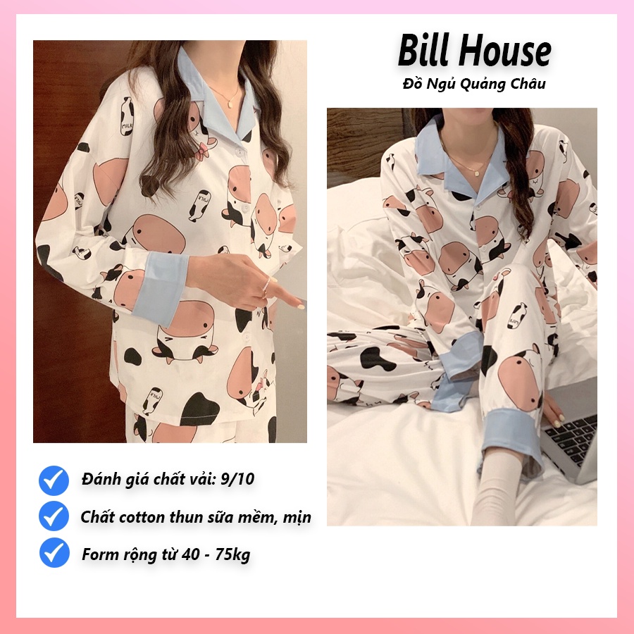 Đồ bộ nữ pijama dễ thương, bộ ngủ dài tay mặc nhà bigsize cao cấp chất thô hàn mềm mại PJMDAI09